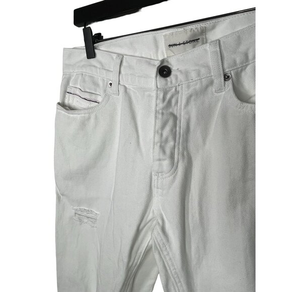 Sun + Stone White Jeans Men’s 31 Distressed Straight Leg Button Fly - Picture 4 of 14